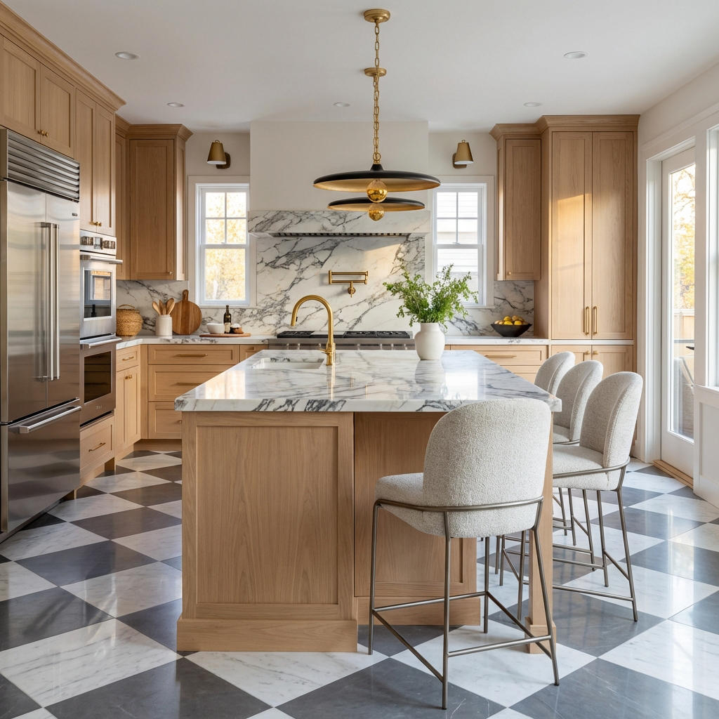 Modern kitchen with stainless steel appliances
